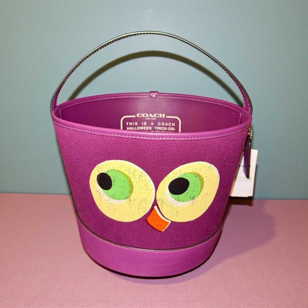 Coach Halloween Purple Owl Bucket Bag
